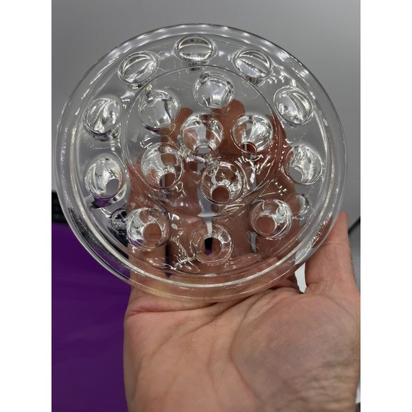 Glass Flowering Frog Round Large 15 Hole Floral 5" Clear Marble Display - Picture 4 of 4